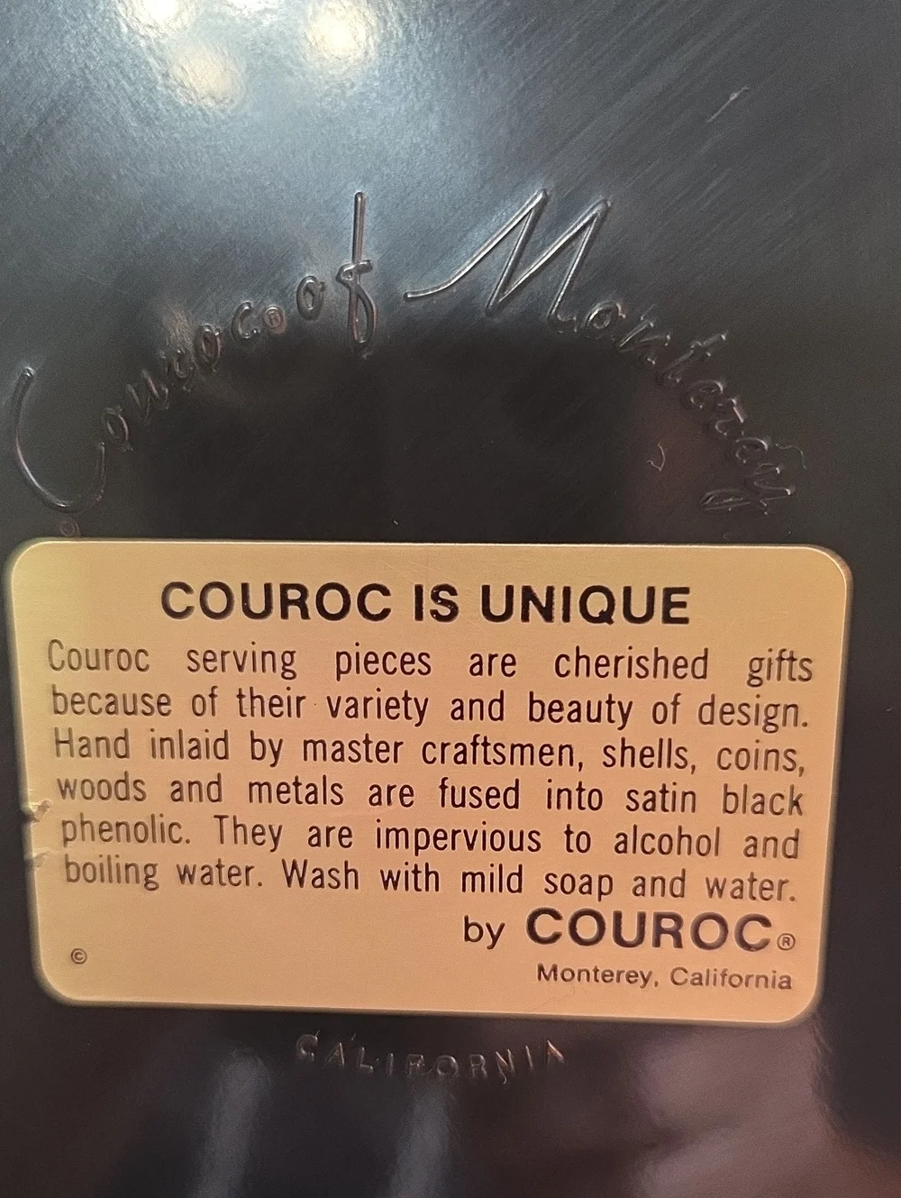 Vintage 1960's Couroc of Monte Decorative Tray with Gold & Red Stagecoach